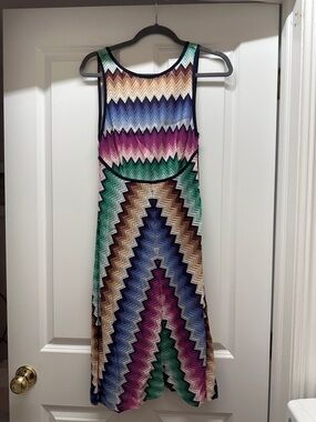 Missoni Sleeveless Chevron Zigzag Multicolor Dress - Green, Purple, Blue size S
